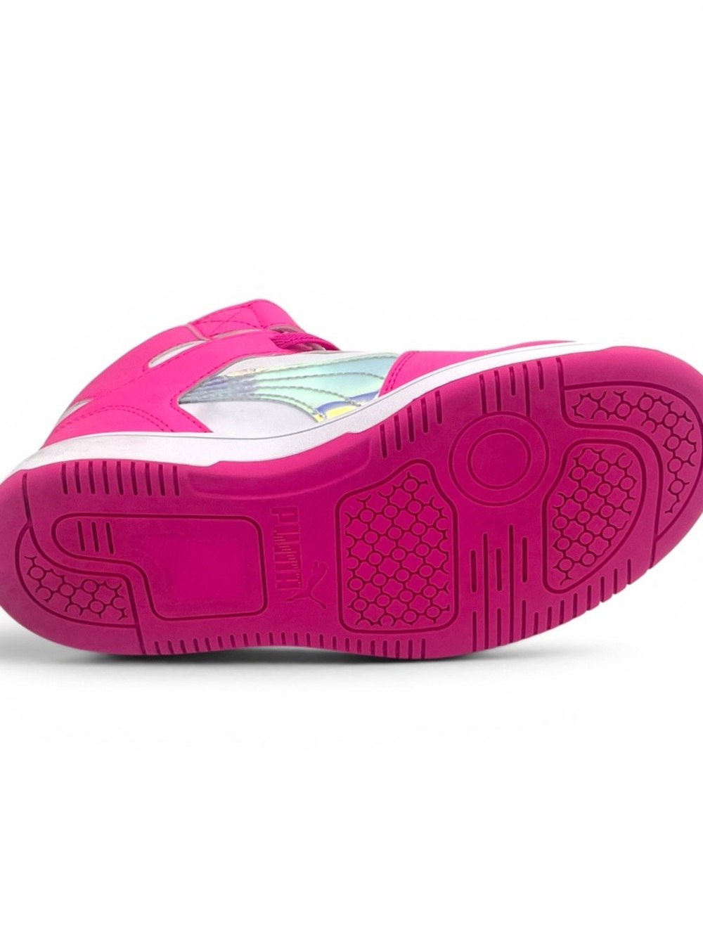 Puma Kids Pink High Top Sneakers Iridescent Size 2C - Picture 8 of 9